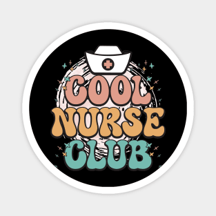 Cool Nurse Club Healthcare Worker Nurse Life Groovy Retro Magnet